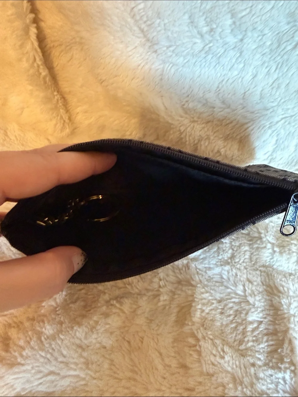 Dooney & Bourke Monogram Signature Wristlet Clutch Black Gray Canvas Leather